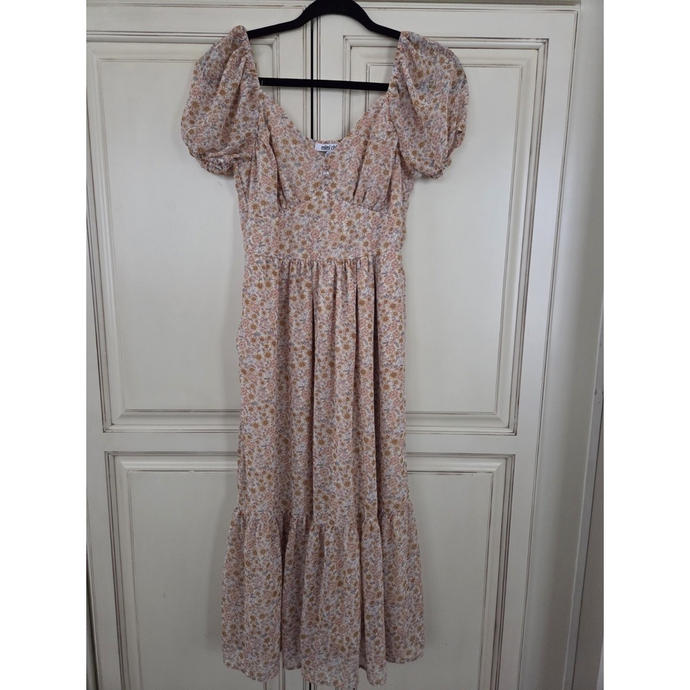 Mimi Chica Floral Peasant Milkmaid Dress Women's Sm/md Y2k